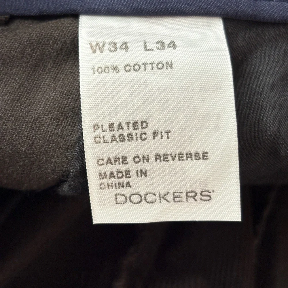 Dockers Mens Corduroy Pants 34x34 Brown D3 Classic Fit Pleated Plush Cord NEW
